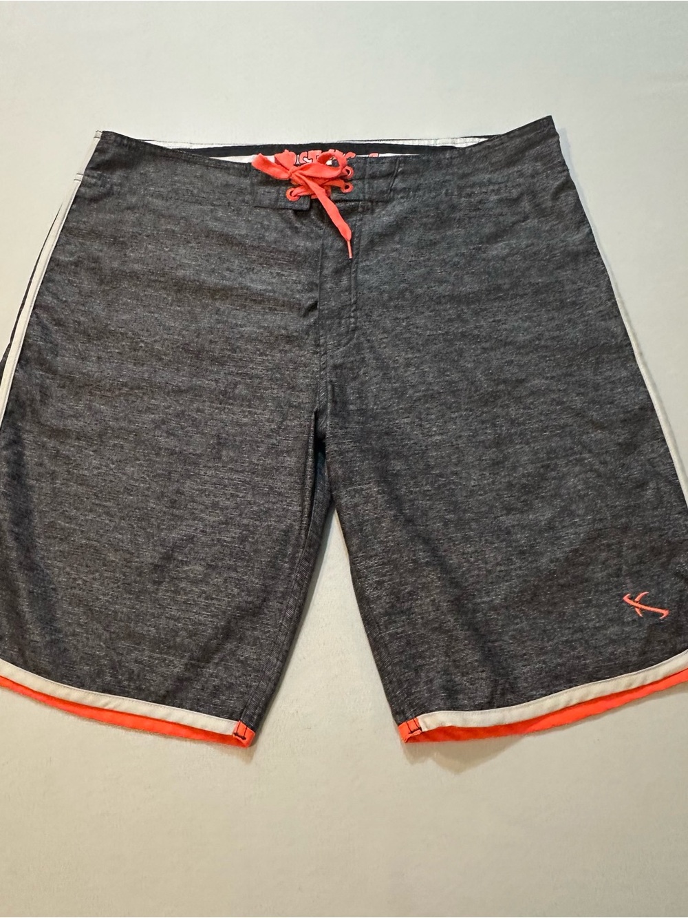Lost Surfboards Gray Neon Orange Board Shorts Size 34